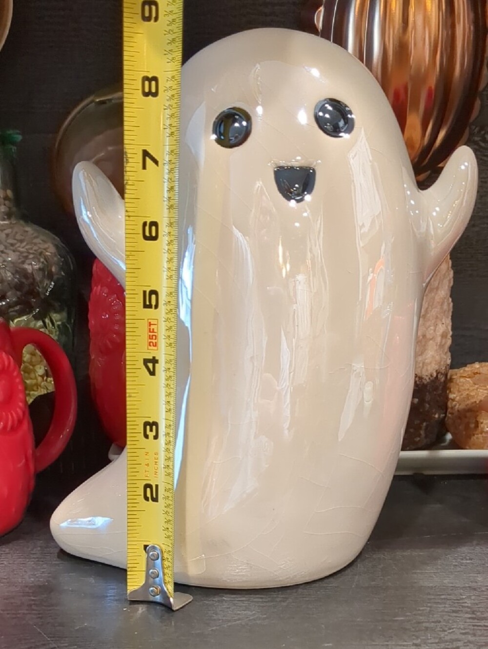 T.J.Maxx Iridescent Cream Ceramic Ghost 9.5 Inch Figure Manufacturing Defects** - Picture 6 of 10